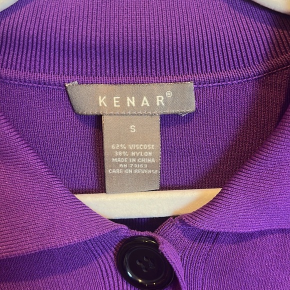 Kenar purple long bell sleeve snap button collared sweater size S - Picture 2 of 3